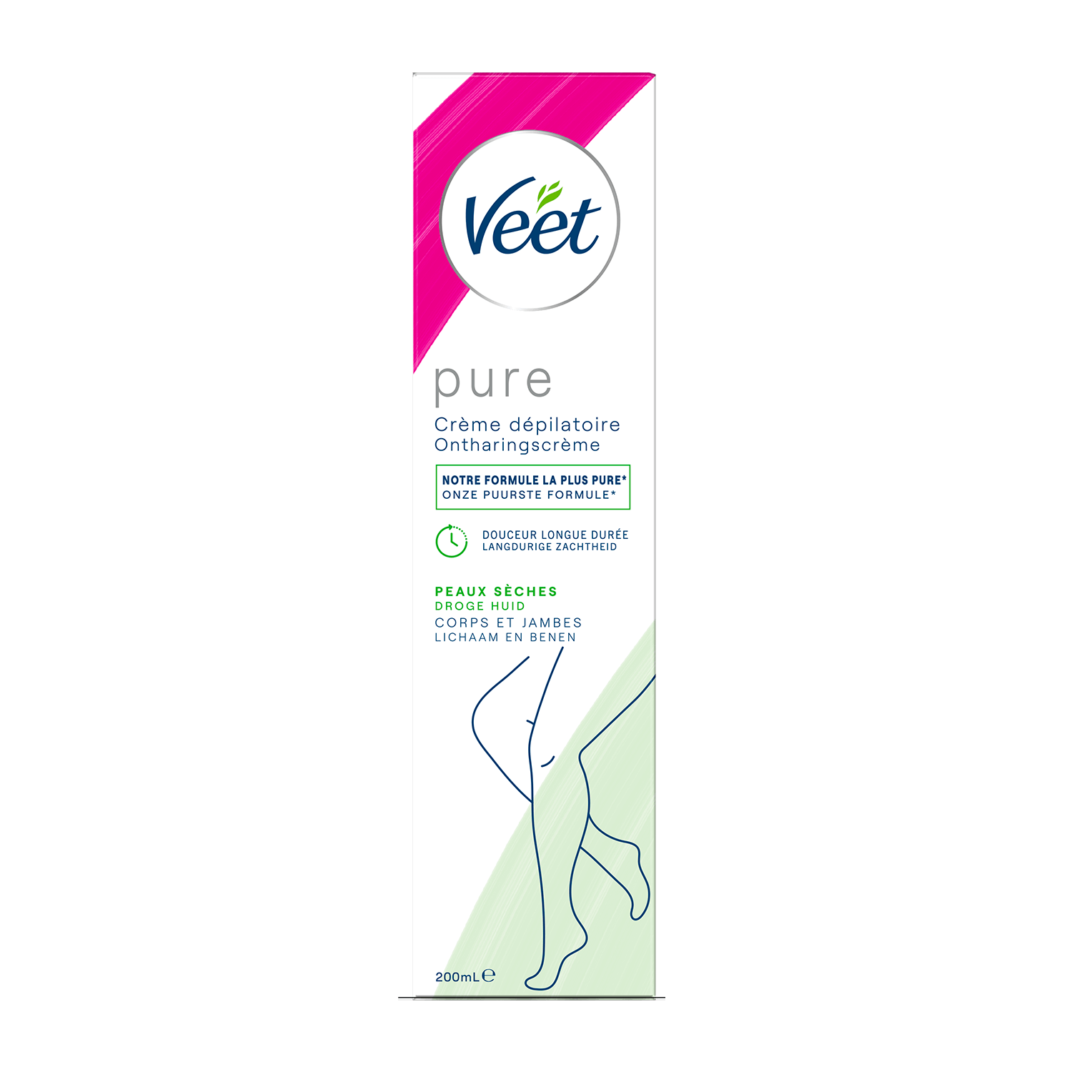 Veet Pure Crème dépilatoire pour peaux sèches – Jambes & Corps, 200ml | Veet